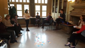 Пример за вежба преку која учесниците на обука се вклучуваат во дискусија за човекови права: правење хронологија на личности и настани. 